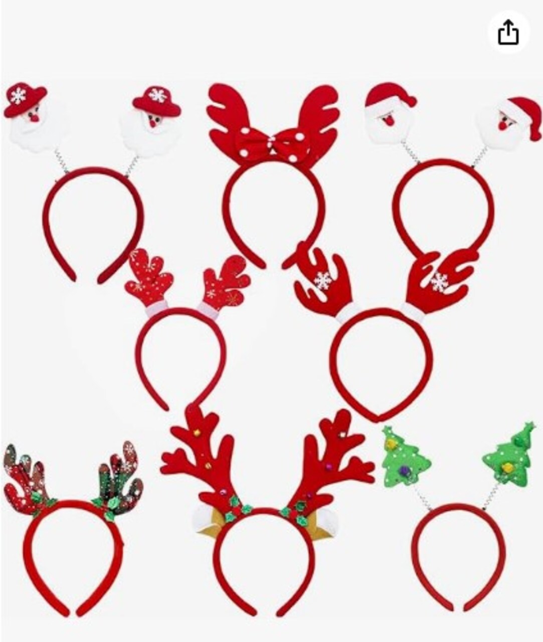 Christmas Headbands-8 Pack Assorted Design Headband Toppers Santa Headbands for Women Men Kids Holiday Christmas Party Costumes Accessories Favor Xmas Tree Santa Antler Reindeer Hat Santa Headbands for Women Men Kids Holiday Christmas Party Costumes